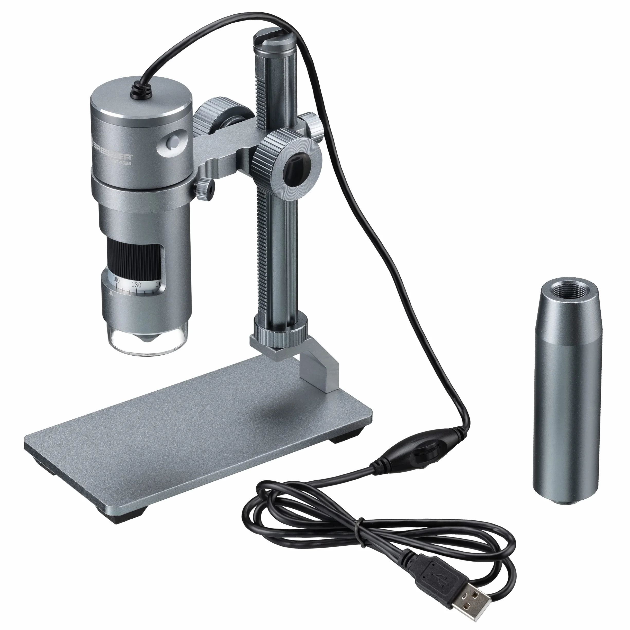 Bresser Cyfrowy mikroskop z oświetleniem pierścieniowym LED, mikroskop naświetlający DST-1028 ze złączem USB do komputerów PC, 5,1 MP