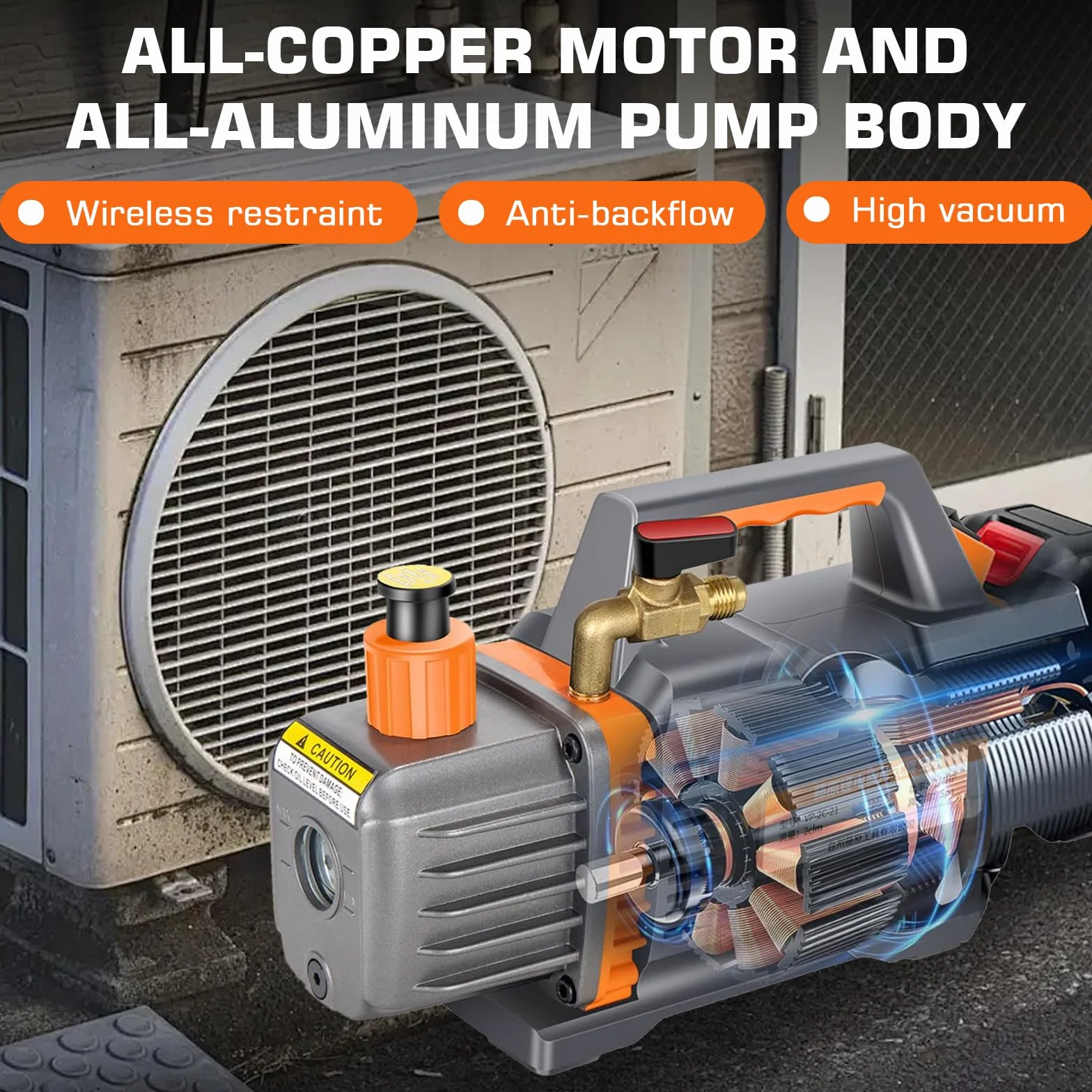 Pompa próżniowa kompatybilna z akumulatorem Mak-ita 18 V, 1-stopniowa, 2CFM, 1/4HP, 5 PA, tester próżniowy do narzędzi chłodniczych i powietrza HVAC AC, odgazowywania żywicy, opakowań próżniowych (bez