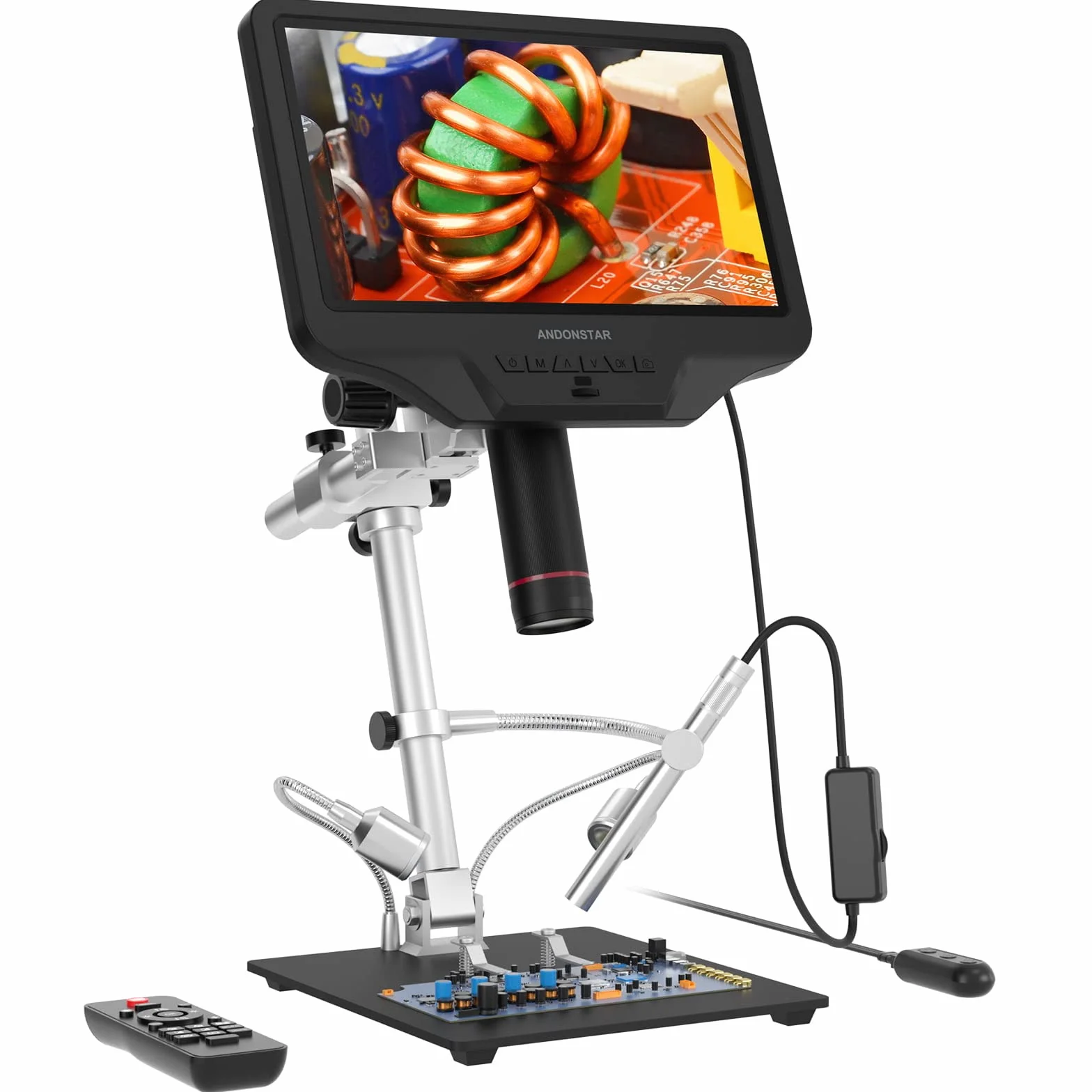 Andonstar AD409 Pro HDMI Cyfrowy Mikroskop z Endoskopem, 10.1 Calowy Ekran LCD, 300X USB Elektroniczny do Lutowania PCB, Obsługuje PC z Systemem Windows
