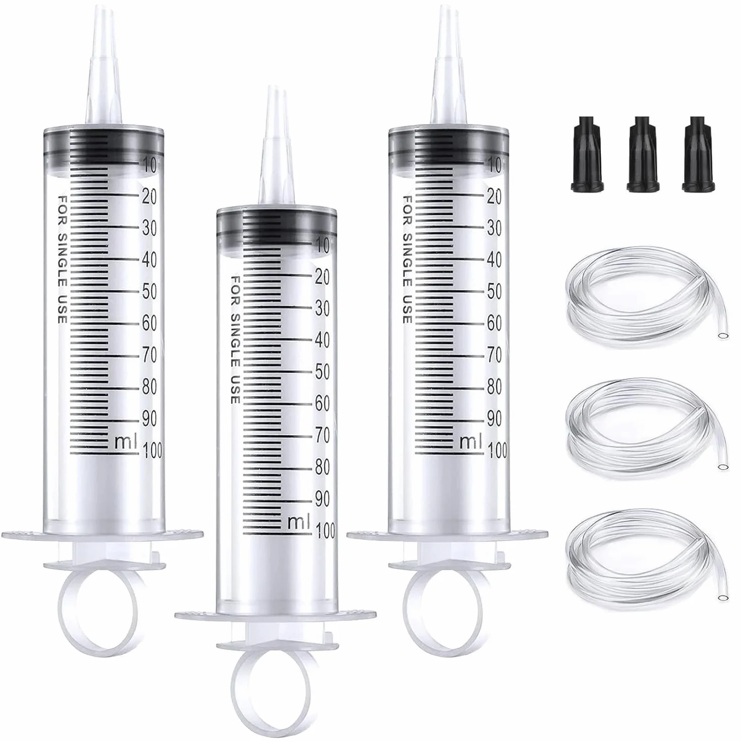3 sztuki 100 ml strzykawek Duże strzykawki z wężykiem do laboratoriów naukowych Bez igły do napełniania i pomiaru Aplikator kleju do płynów Karmienie zwierząt domowych Laboratoria naukowe