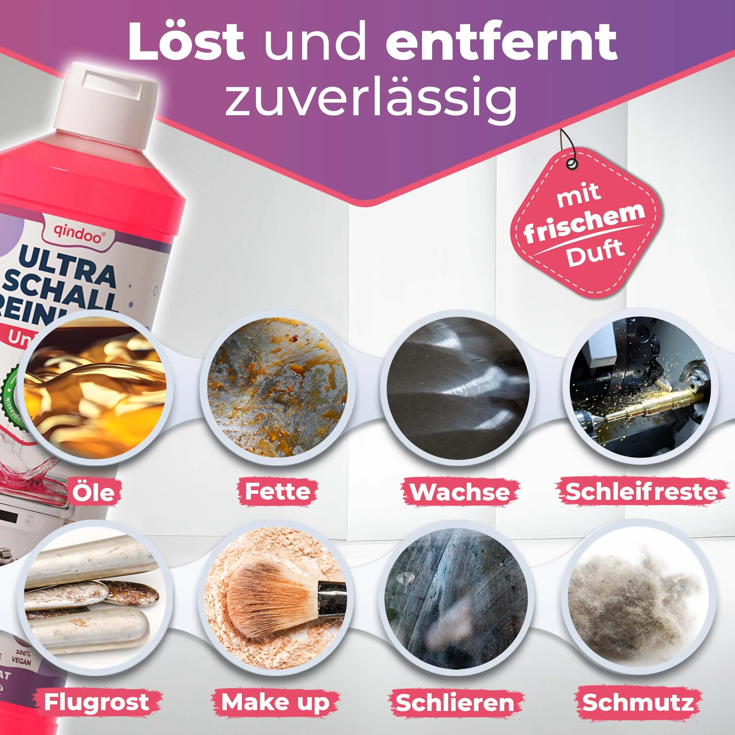 Uniwersalny koncentrat do czyszczenia ultradźwięków, 1 mała łyżeczka do herbaty na 500 ml, pół łyżeczki – jeden rozpylacz do 250 ml płynu do urządzeń domowych, 500 ml (500 ml)