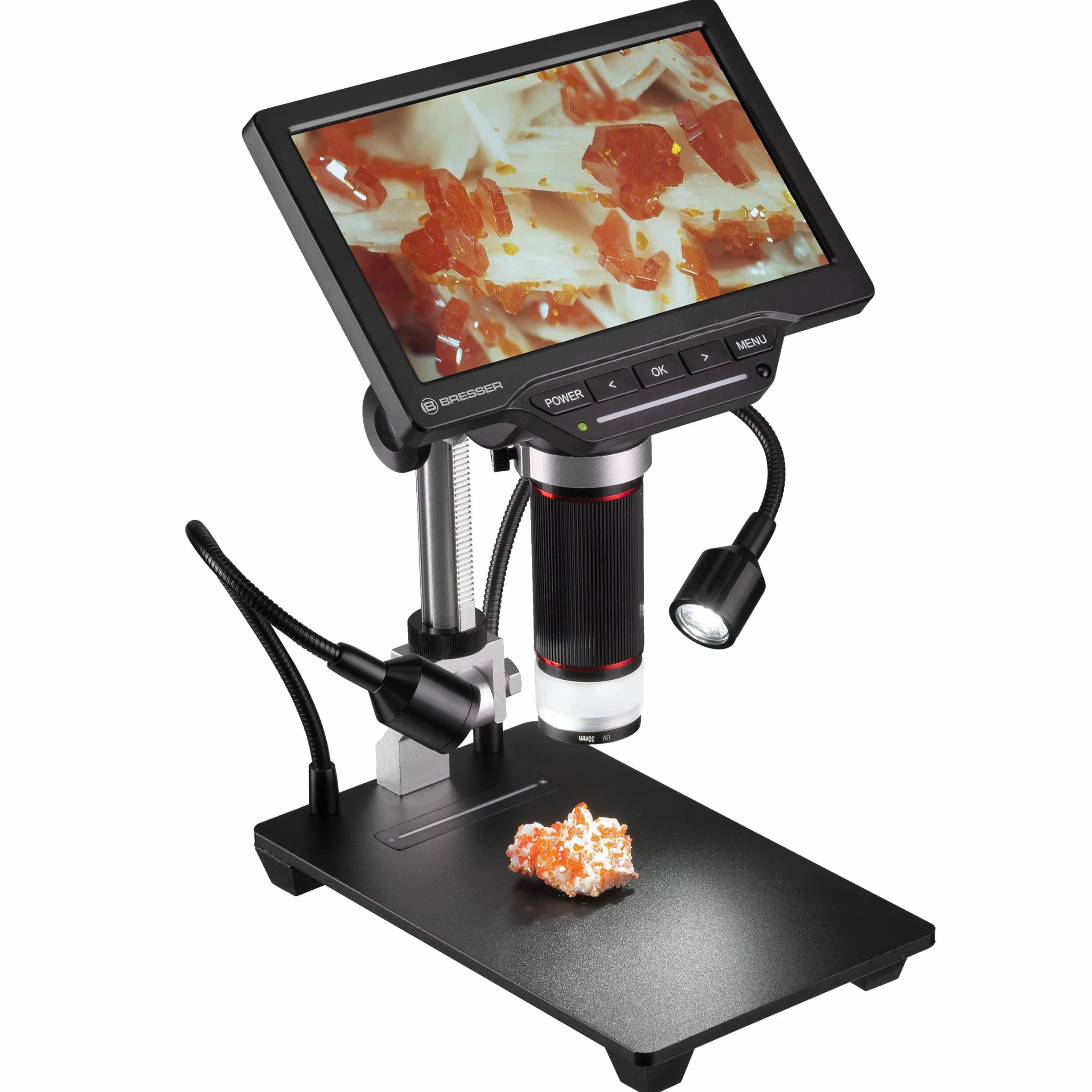 Bresser Cyfrowy mikroskop 2 l z regulowanym oświetleniem, Wi-Fi, kolorowy ekran LCD o wysokiej rozdzielczości 17,8 cm (7"), funkcja nagrywania wideo i zdjęć 1080p