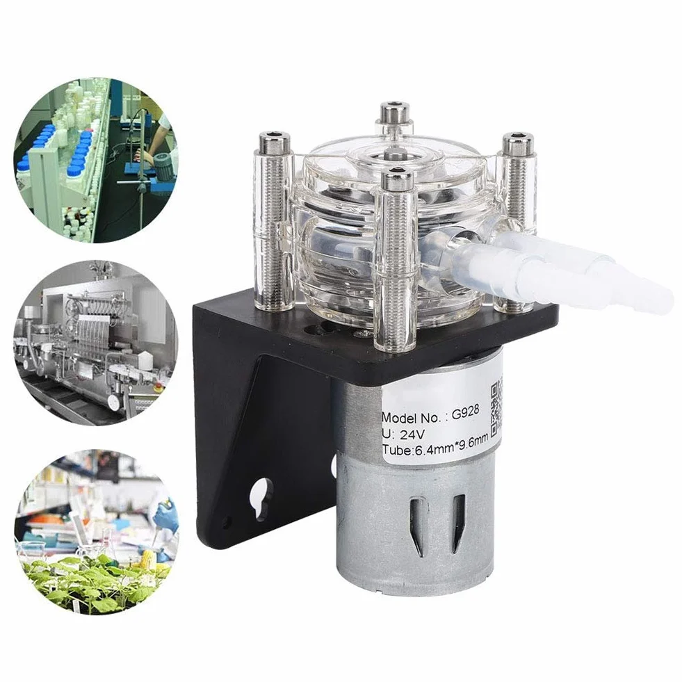 Pompa Perystaltyczna, Pompa Perystaltyczna DC o Dużym Przepływie Szczotkowana Pompa Motoreduktorowa z przezroczystą głowicą PC 500 Ml/Min (12 V), Akcesoria do Pomp Powietrza do (24 V)