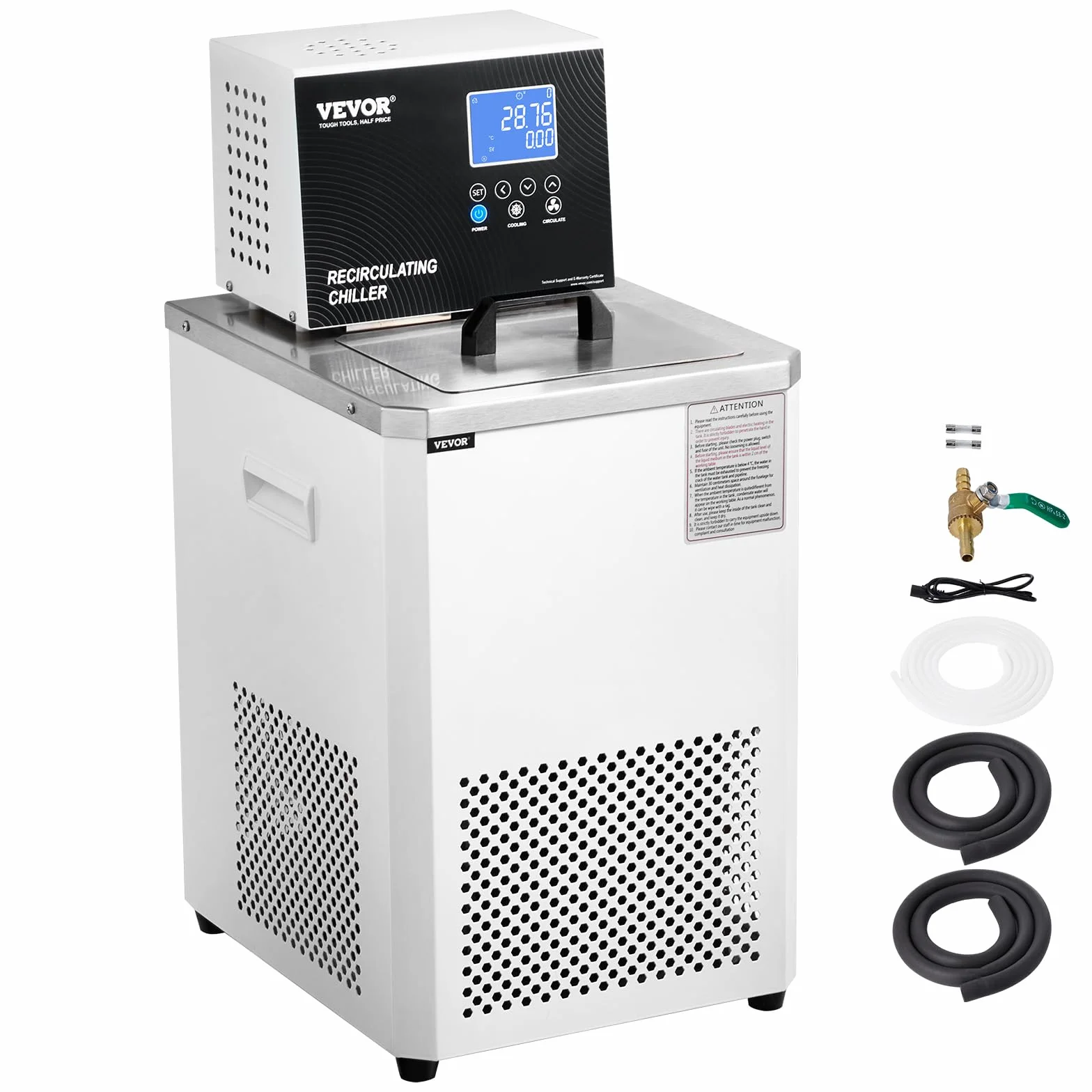 VEVOR Chłodnica laboratoryjna 6L ze stali nierdzewnej laboratoryjna pompa cyrkulacyjna -20~100 ° C chłodzony wodą cyrkulacyjny wyświetlacz LCD do biotechnologii, analizy chemiczne