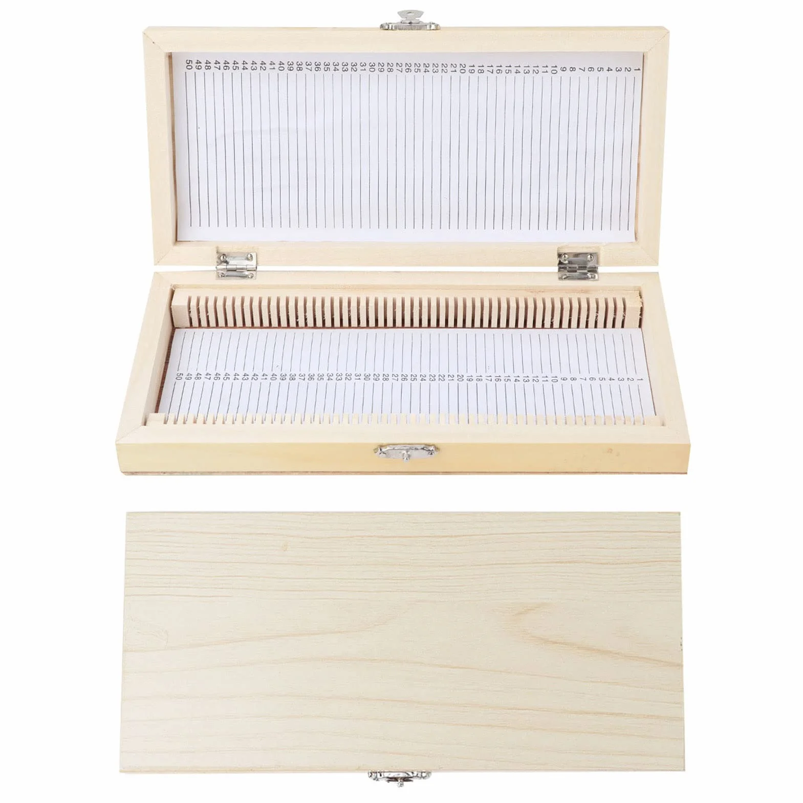 50pcs Biology Glass Przygotowane Mikroskop Szkiełka Próbki Drewniane Szkiełki do Przechowywania Skrzynki do Przechowywania, Slajdy Biologiczne, do Podstawowej Edukacji