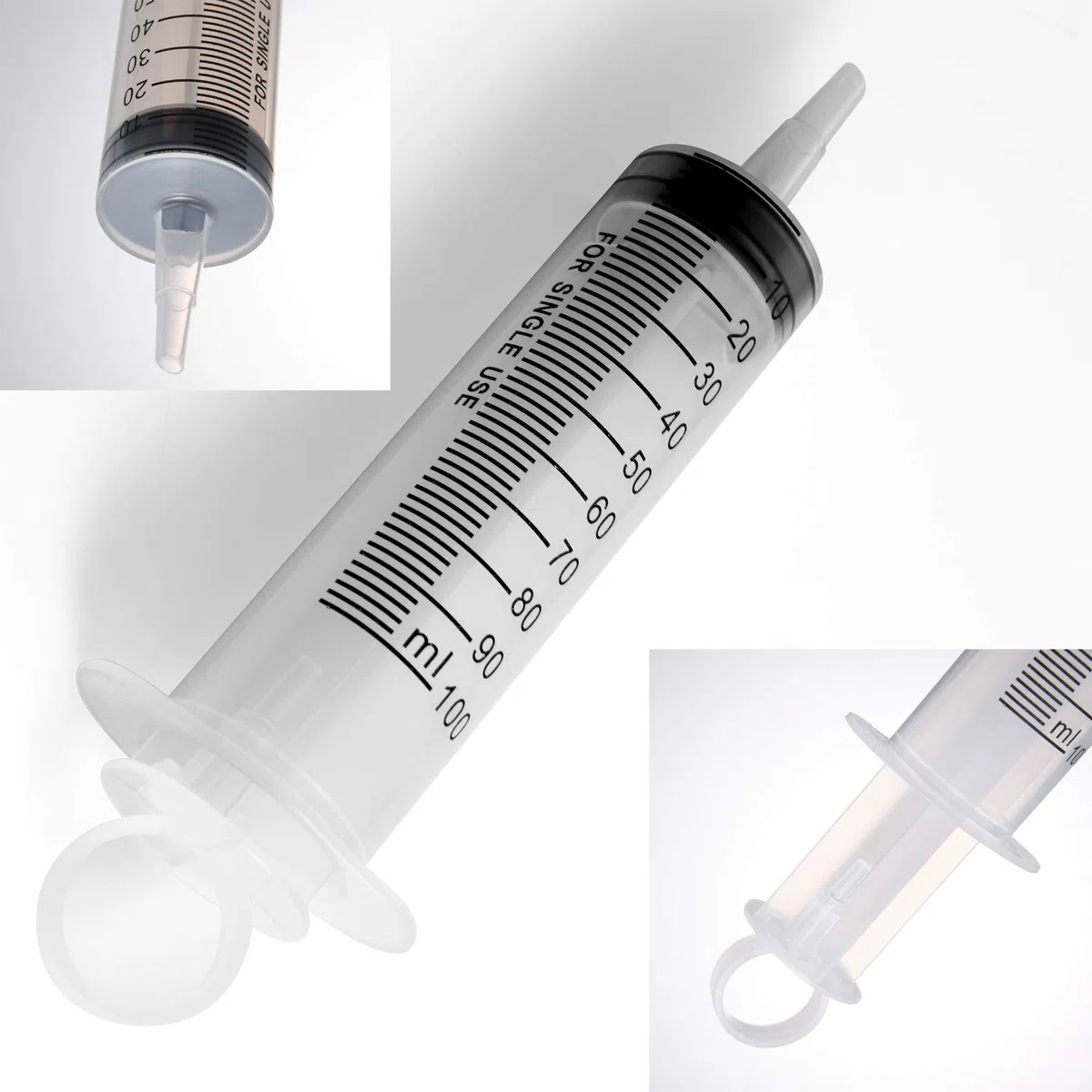 2 duże strzykawki (100 ml), plastikowe ogrodowe strzykawki przemysłowe do laboratoriów naukowych, pomiar, podlewanie, uzupełnianie, filtracja, wiele zastosowań, większy wybór rozmiaru: 150 ml
