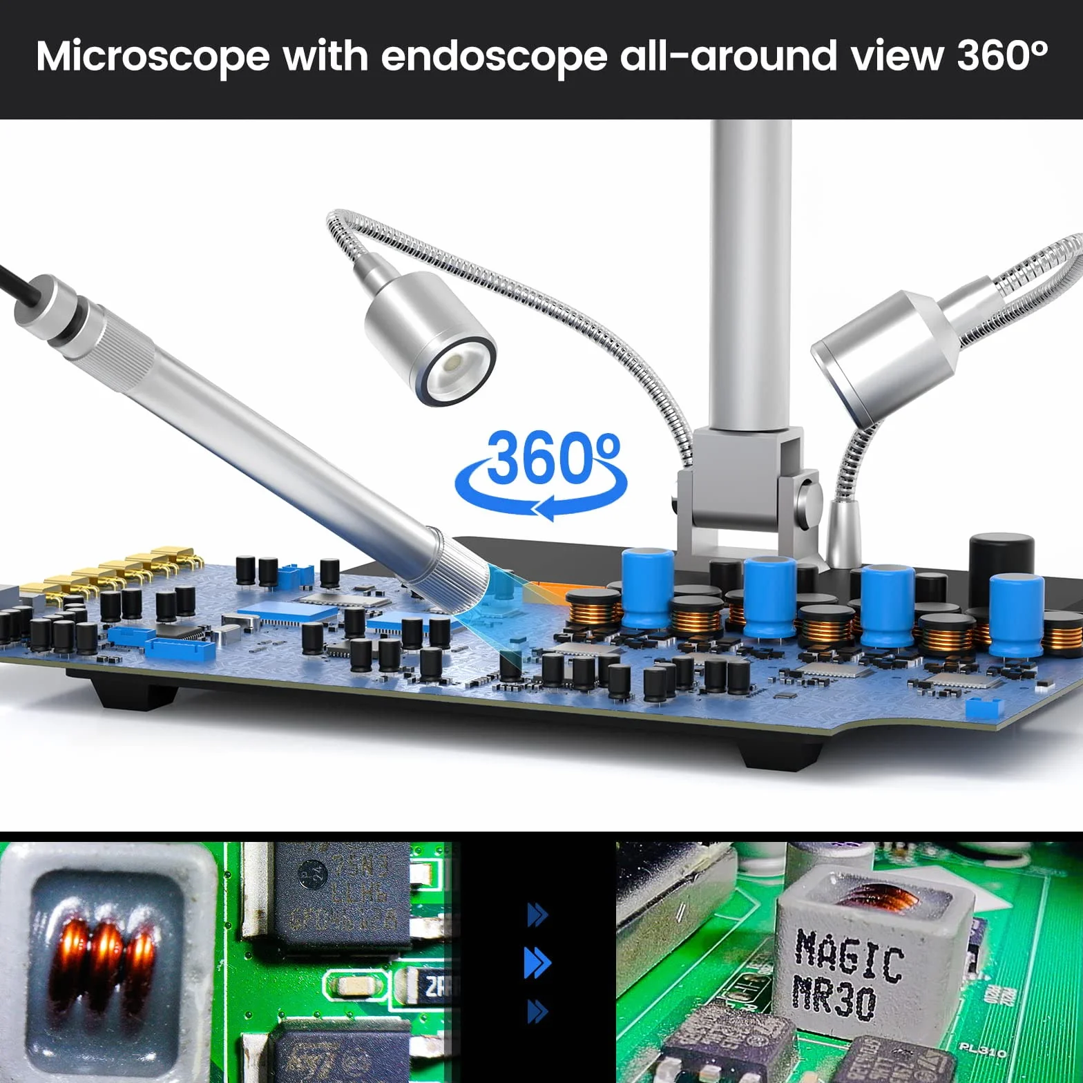 Andonstar AD409 Pro HDMI Cyfrowy Mikroskop z Endoskopem, 10.1 Calowy Ekran LCD, 300X USB Elektroniczny do Lutowania PCB, Obsługuje PC z Systemem Windows