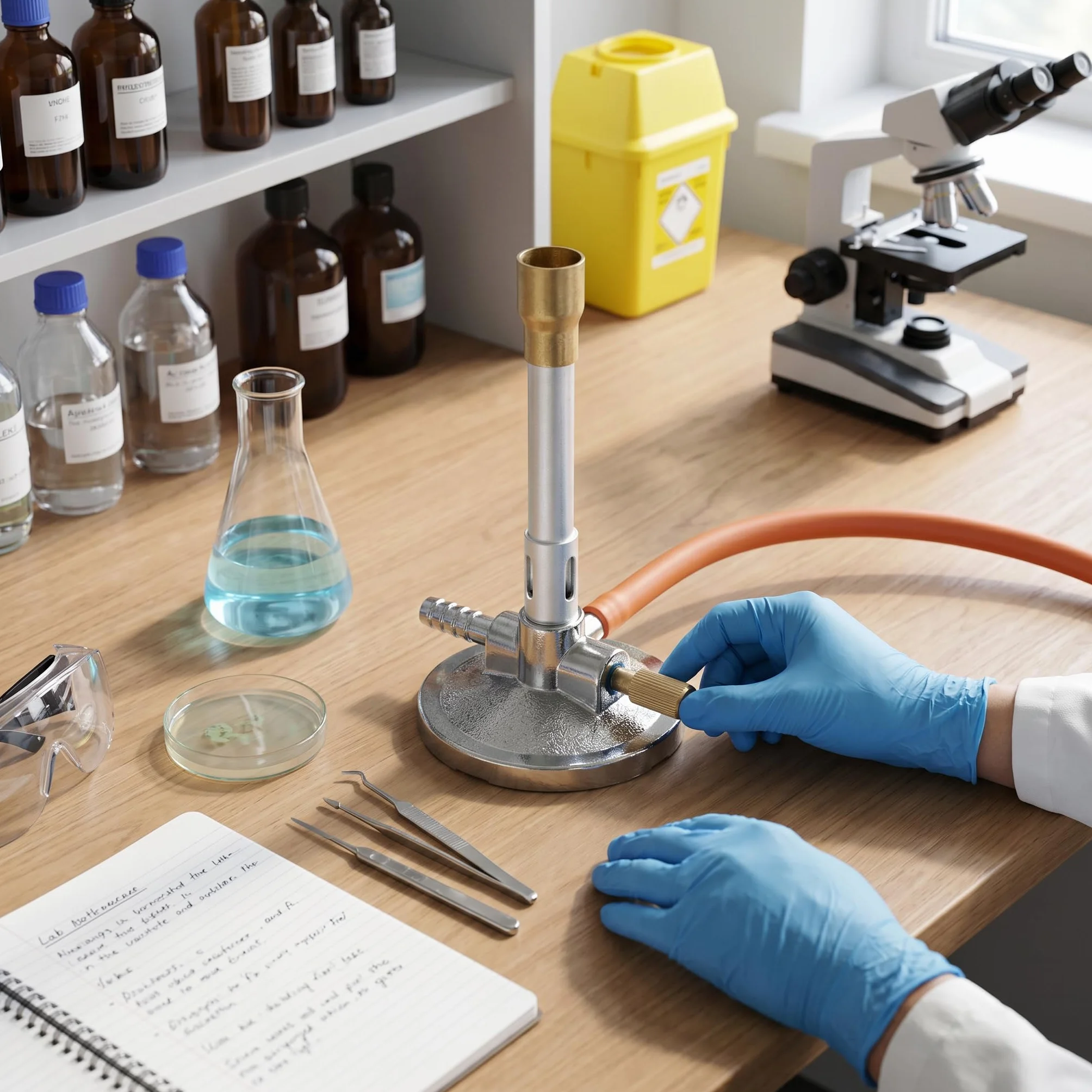 Palnik Bunsena z Regulacj? Powietrza i Gazu, Laboratoryjny, do Propanu, ze Stabilizatorem P?omienia, Sprz?t Grzewczy