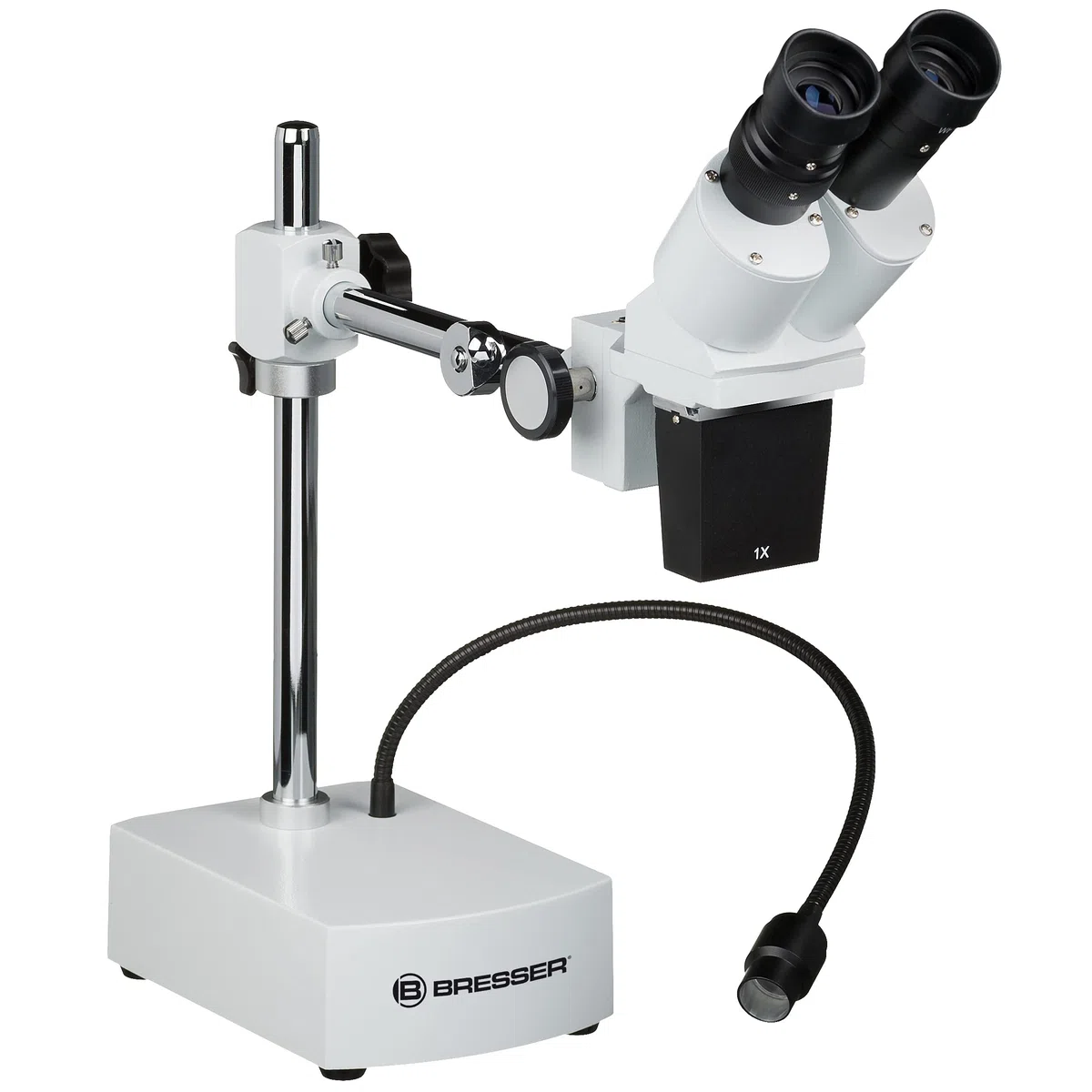Bresser Mikroskop Biorit ICD-CS 5x-20x podświetlany mikroskop stereo z 3 wymiennymi obiektywami, LED i odległość robocza 230 mm, biały