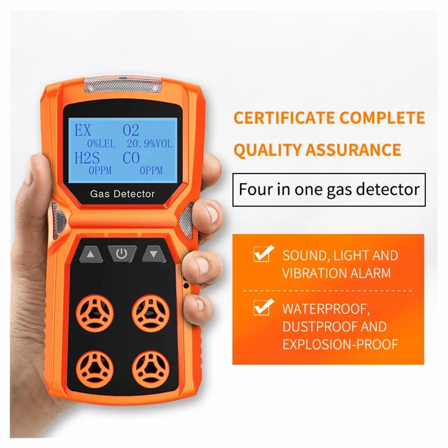 Detektor wielogazowy Miernik gazu O2 H2S CO LEL 4 w 1 Tlen Wodór Siarkowodór Tlenek węgla Detektor wycieku gazu palnego,Regulowana Czułość(Gas Detector)
