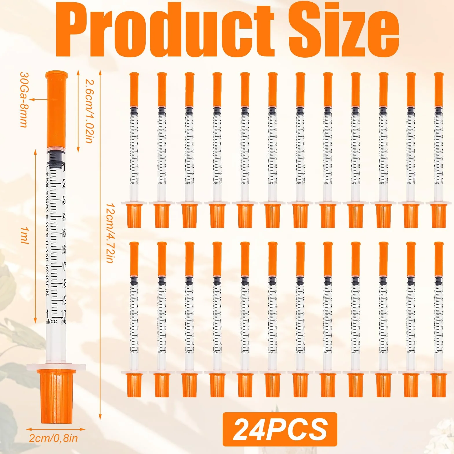 24 sztuki strzykawek 1ml 30G-13mm, sterylne strzykawki plastikowe z nakrętkami, strzykawka do kolostrum 1ml do karmienia małych zwierząt domowych, nawadniania roślin i laboratoriów naukowych
