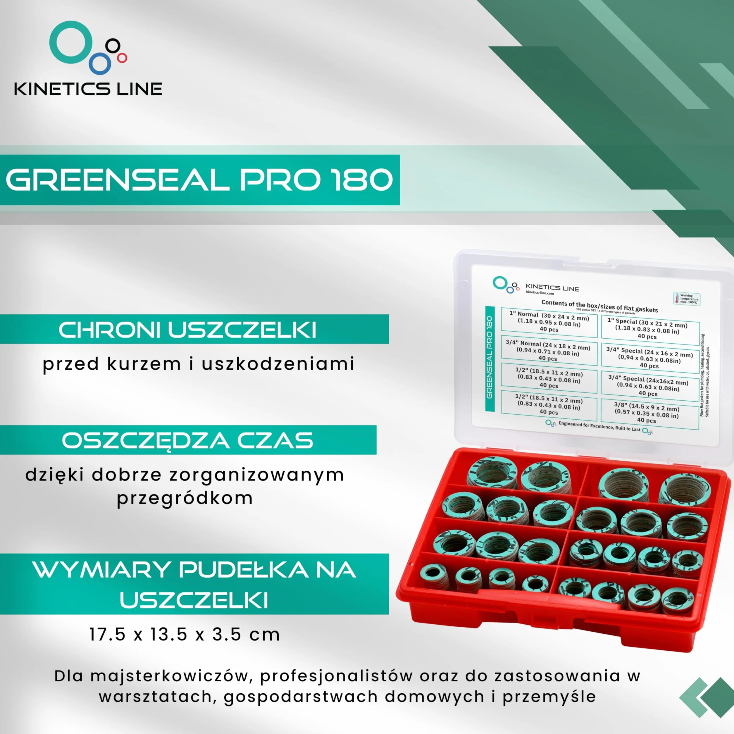 Zestaw Uszczelek z 320 Płaskimi Uszczelkami z Włókna 3/8–1 Cal – Asortyment Uszczelek do Instalacji Sanitarnych, Grzewczych i Klimatyzacyjnych – do 180 °C