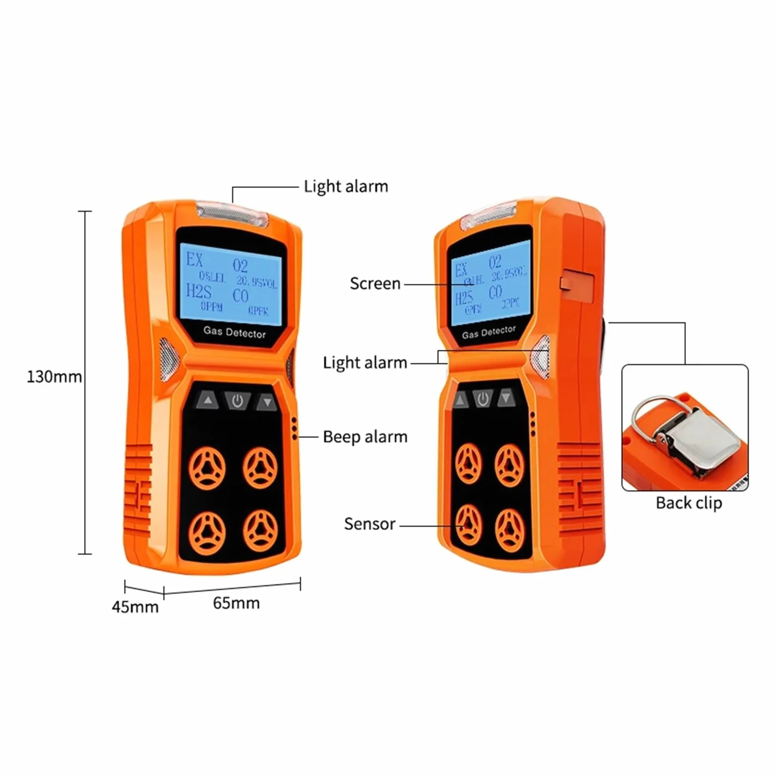 Detektor wielogazowy Miernik gazu O2 H2S CO LEL 4 w 1 Tlen Wodór Siarkowodór Tlenek węgla Detektor wycieku gazu palnego,Regulowana Czułość(Gas Detector)