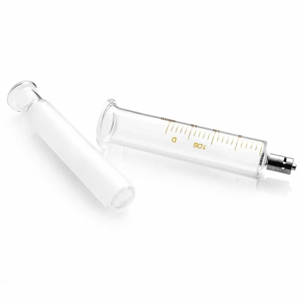 2 sztuki szklanych strzykawek z nakrętkami, 20 ml Luer Lock szklana strzykawka wielokrotnego użytku, metalowy Luer Lock kaliber wtryskiwacz laboratoryjny do laboratorium