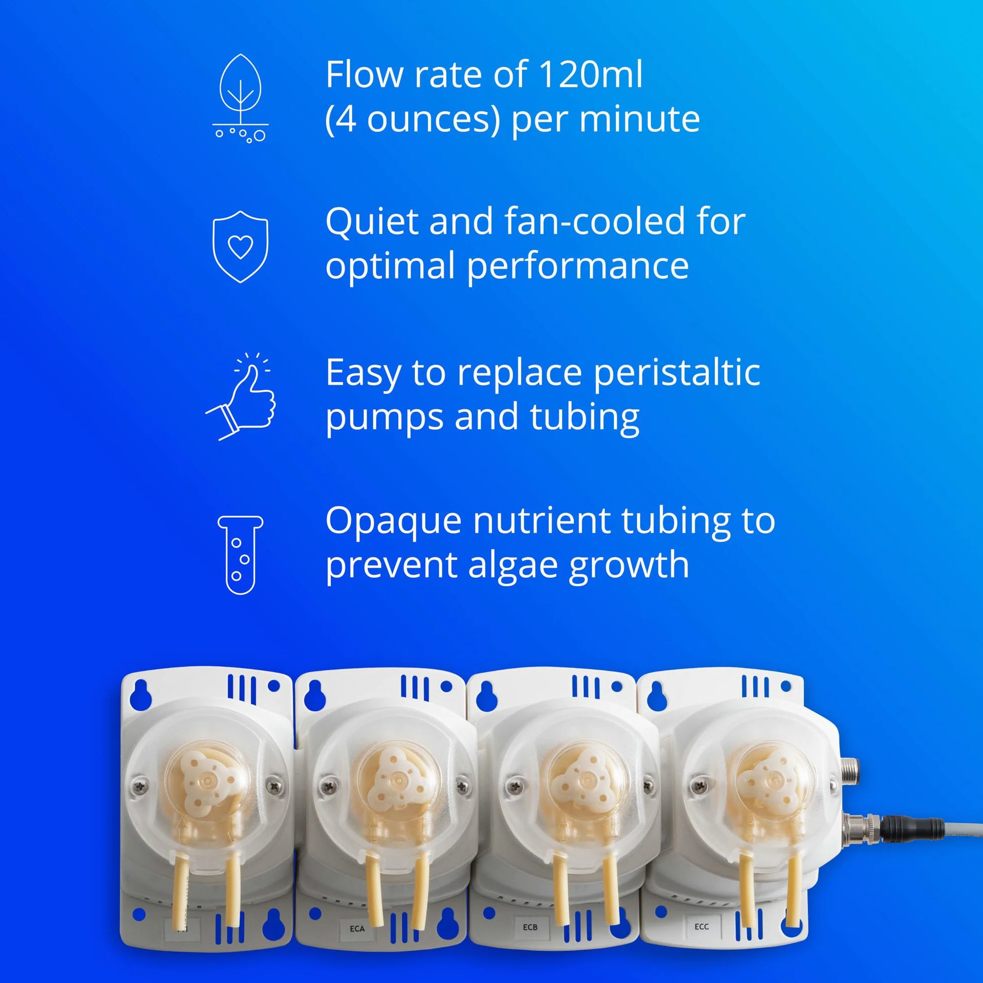 Bluelab PERIPODM4 Peripod M4 Pro, dokładne dozowanie pH i składników odżywczych, 4 pompy przy 120 ml/min na pompkę (tylko pompki)