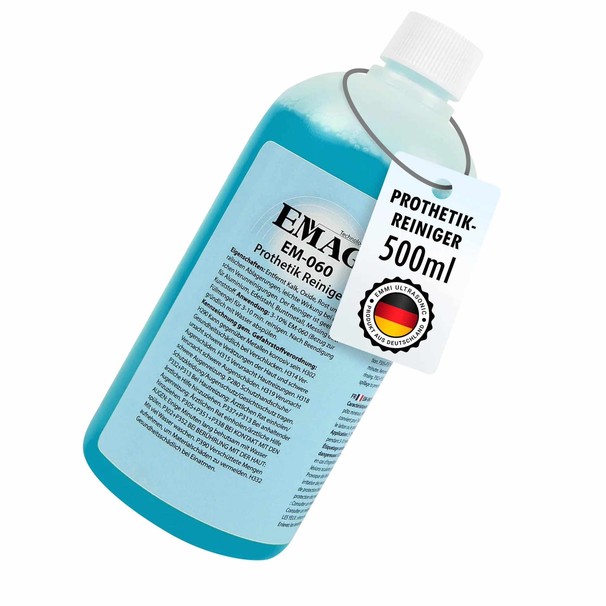 EMAG Środek czyszczący do protetyki EM-060 - do aluminium, stali nierdzewnej i innych materiałów - Usuwa kamień, tlenki, rdza, osad nazębny i inne - 500ml