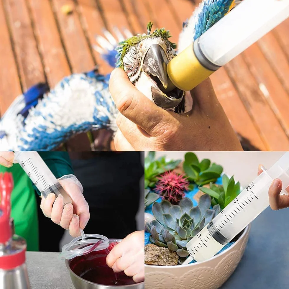 Duża strzykawka 250 ml, plastikowa strzykawka, wielokrotnego użytku, z wężem i zatyczką, wąż do koparki, do laboratorium, przemysłu, ogrodu i karmienia zwierząt domowych