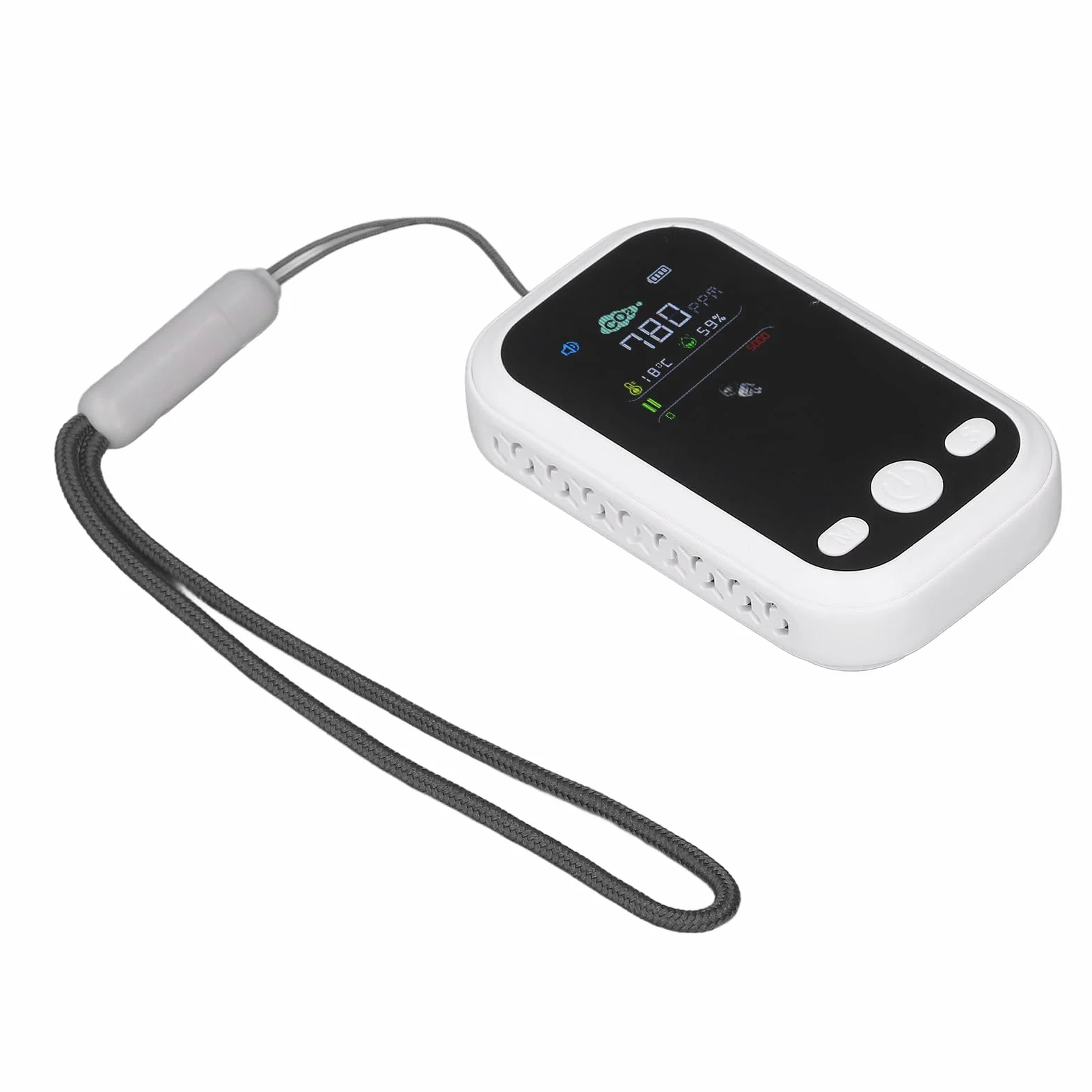 Detektor CO2 Typ C Ekran IPS Detektor CO2, Miernik CO2 Tester Temperatury i Wilgotności z Czujnikiem Podczerwieni NDIR dla Fabryk i Rodzin Monitorowanie Jakości Powietrza (WHITE)