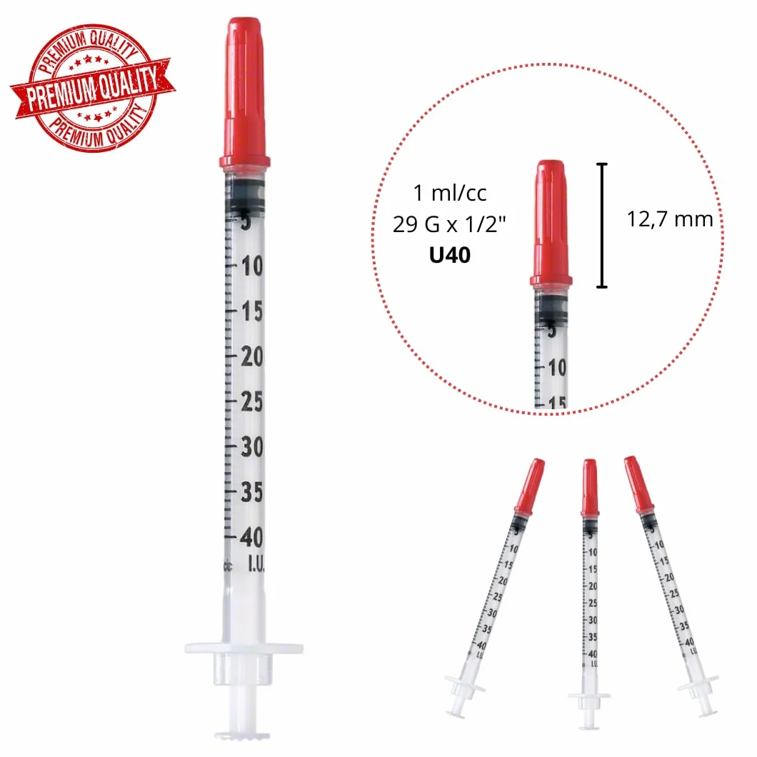 100 sztuk 1 ml/cc U40 plastikowa tubka 29 G (0,33 x 12,7 mm), uniwersalne narzędzia pomiarowe, pakowane pojedynczo (29 g 1/2")