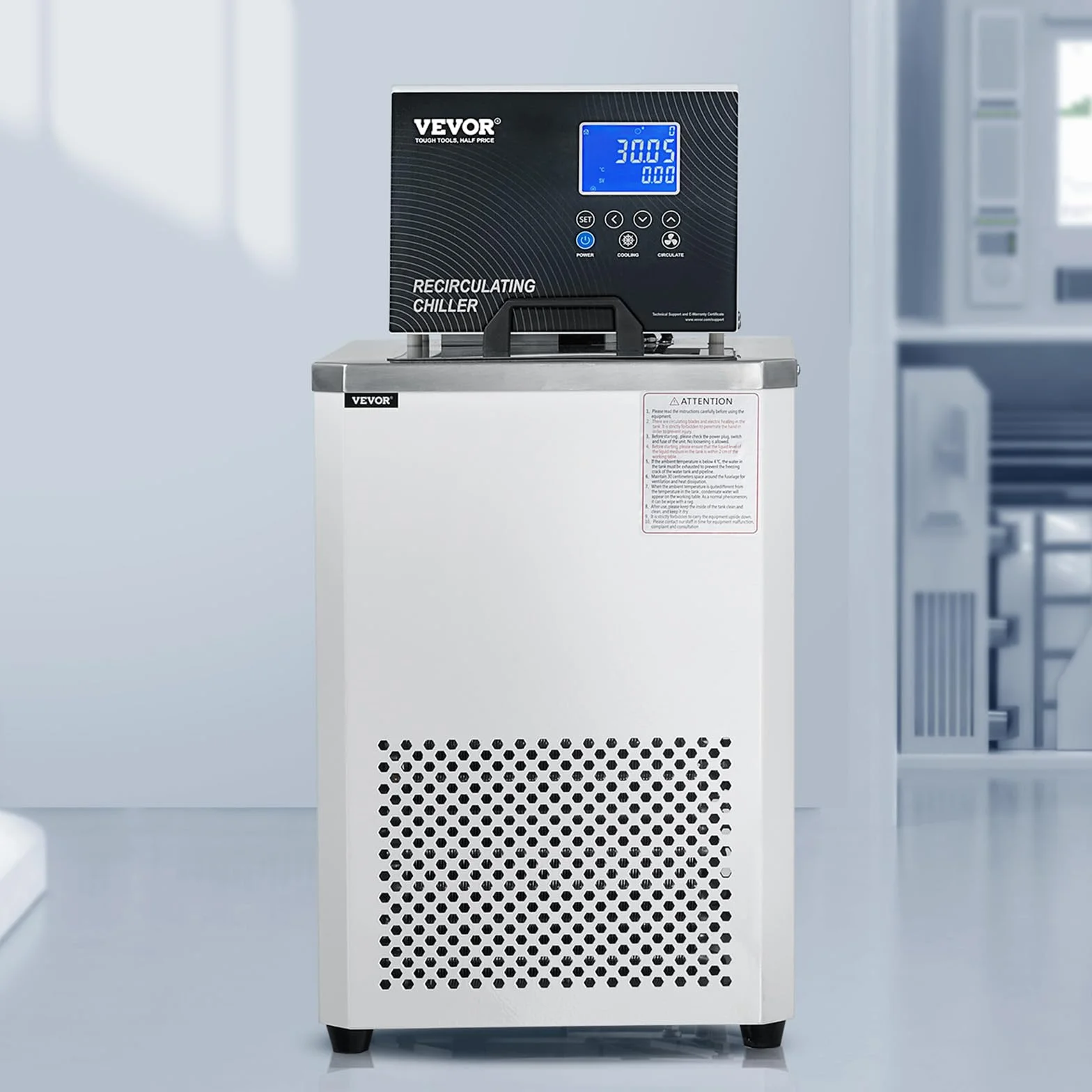 VEVOR Chłodnica laboratoryjna 6L ze stali nierdzewnej laboratoryjna pompa cyrkulacyjna -20~100 ° C chłodzony wodą cyrkulacyjny wyświetlacz LCD do biotechnologii, analizy chemiczne