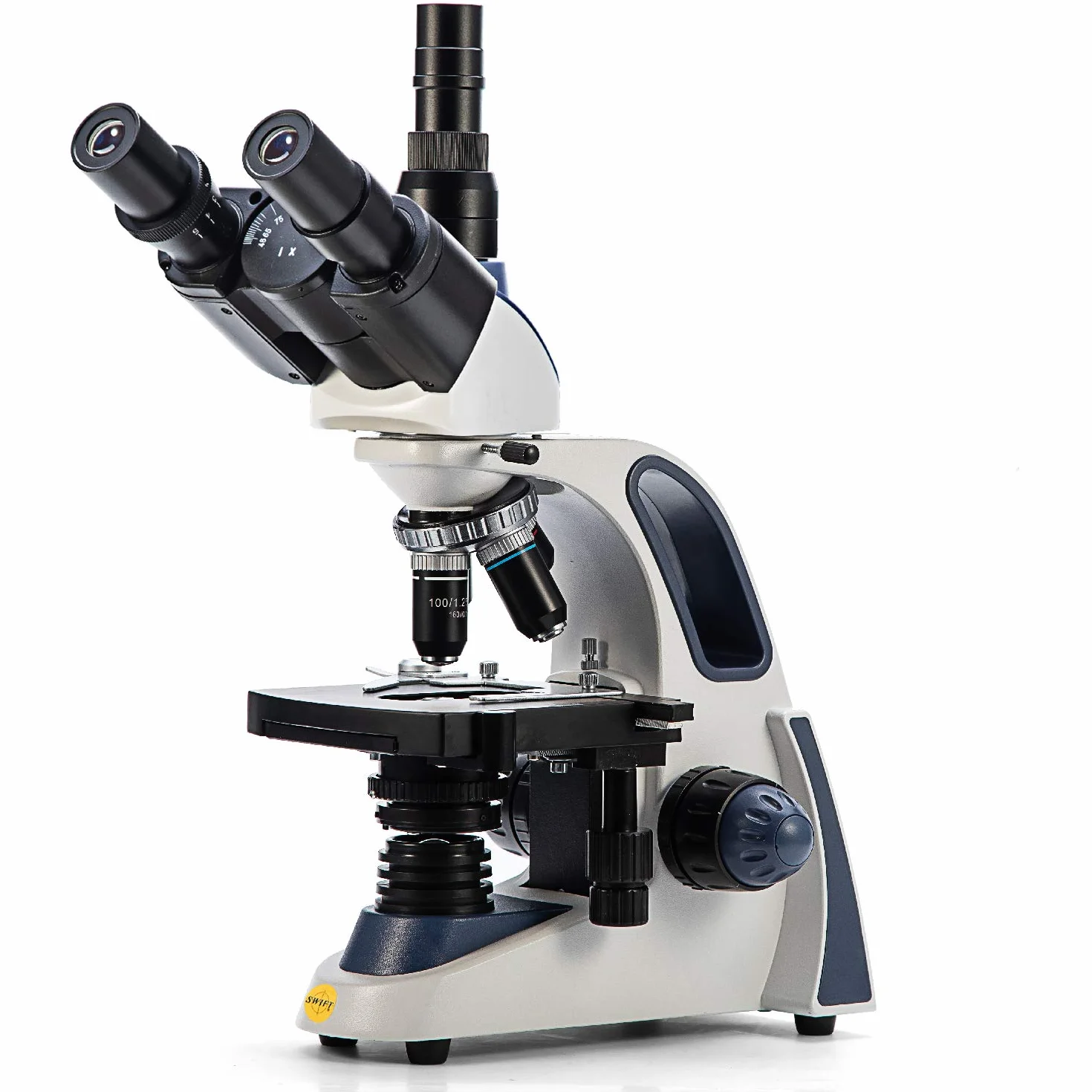 SWIFT SW380T Mikroskop 40X-2500X, Głowica Siedentopf, Trójokularowy Mikroskop Laboratoryjny z Okularami WF 10X/25X, Mechaniczny Statyw, Bardzo Precyzyjne Ogniskowanie, Kompatybilny z Kamerą