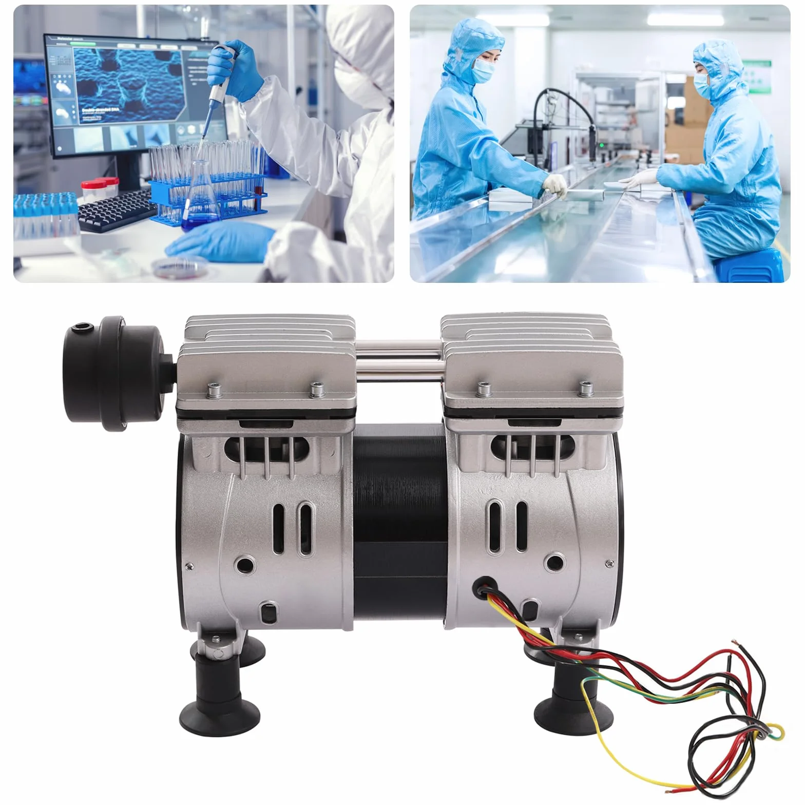 Bezolejowa przemysłowa pompa próżniowa 550 W – wydajna, trwała, bezolejowa pompa próżniowa – laboratorium medyczne 3,6 CFM – 220 V