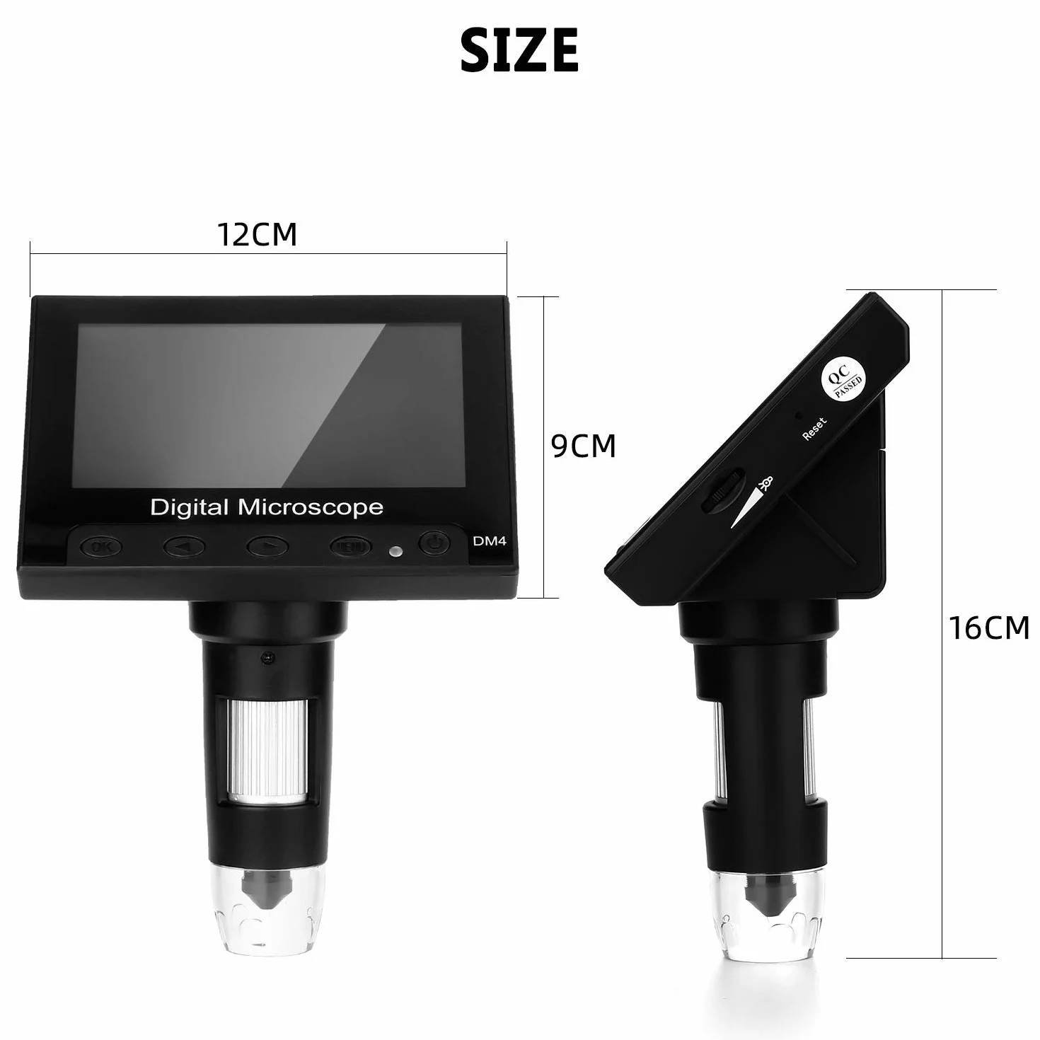 WADEO Mikroskop Elektroniczny z Wyświetlaczem LCD 10,9 cm, 1000-krotne Powiększenie, Lupa Wideo USB z 8 Regulowanymi Diodami LED, Metalowy Statyw dla Hobbystów i Profesjonalistów