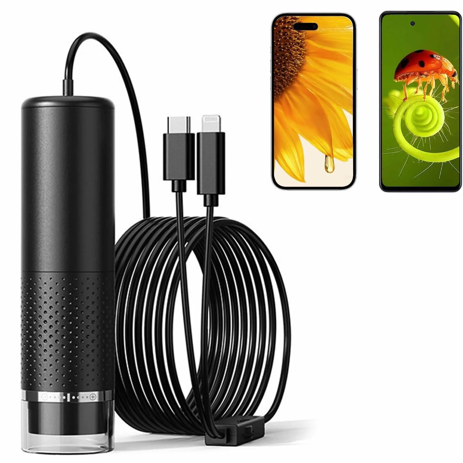 Colexy Mini mikroskop do telefonu komórkowego, regulowany od 10 do 200 x, mikroskop kieszonkowy, cyfrowy mikroskop dla dzieci, kompatybilny z systemem Android i iOS