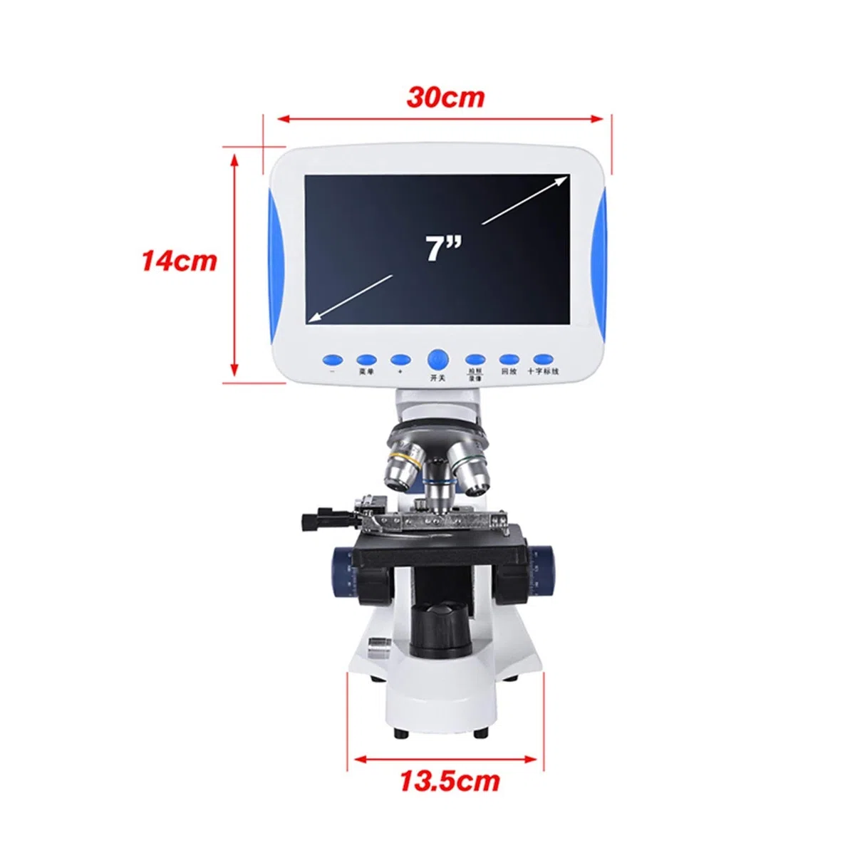 Mikroskop cyfrowy, Biologiczna mikroskop laboratoryjna, 7-calowy LCD Digital HD Conformal Conformator Gospodarowania ZOOM 2000X USB LED + Torba + Karta SD może przechowywać filmy i zdjęcia