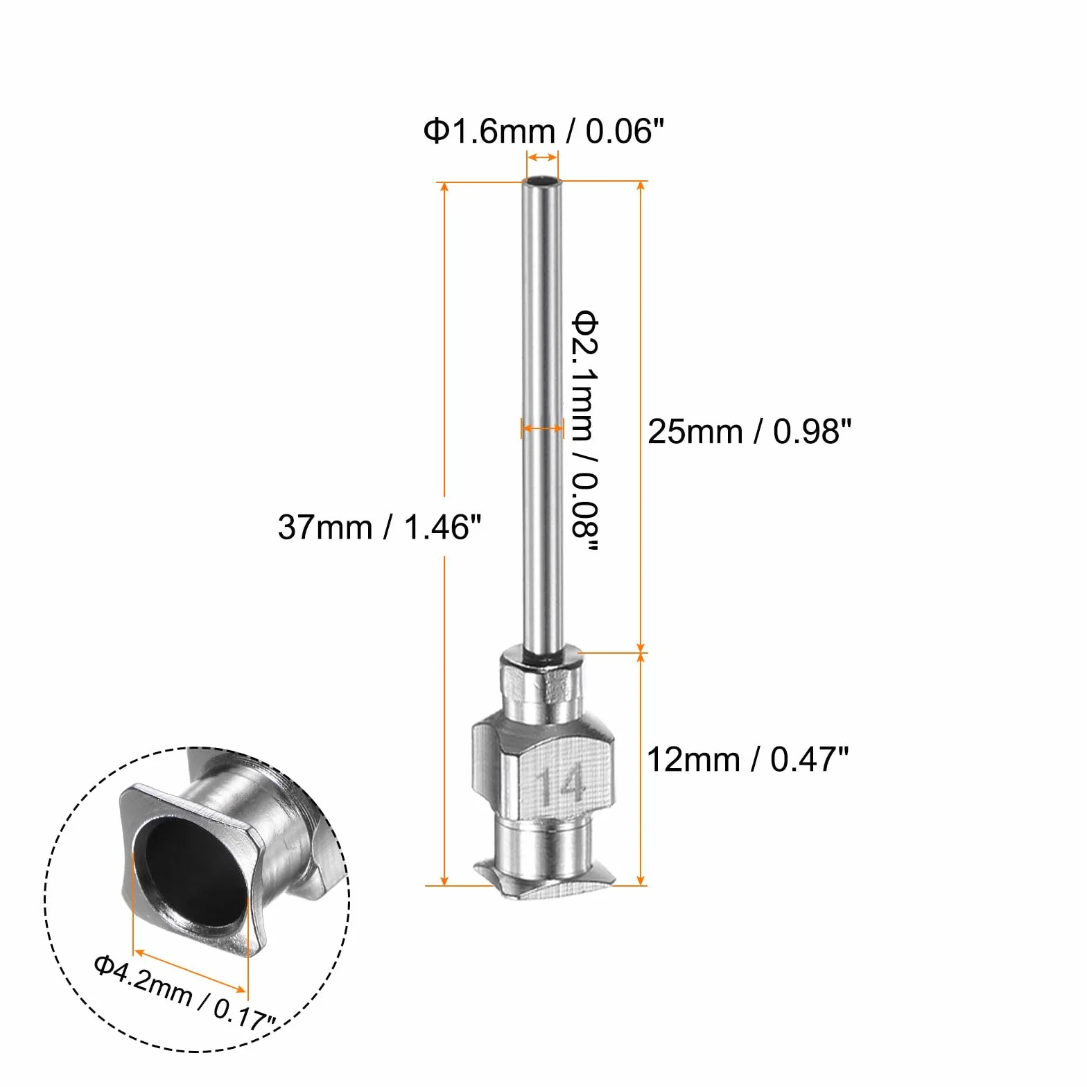 QUARKZMAN 12 sztuk igły dozujące ze stali nierdzewnej 14 G, 1", metalowa rurka igłowa z tępą końcówką i Luer-Lock do gęstych materiałów, atramentu, kleju, zastosowania laboratoryjnego