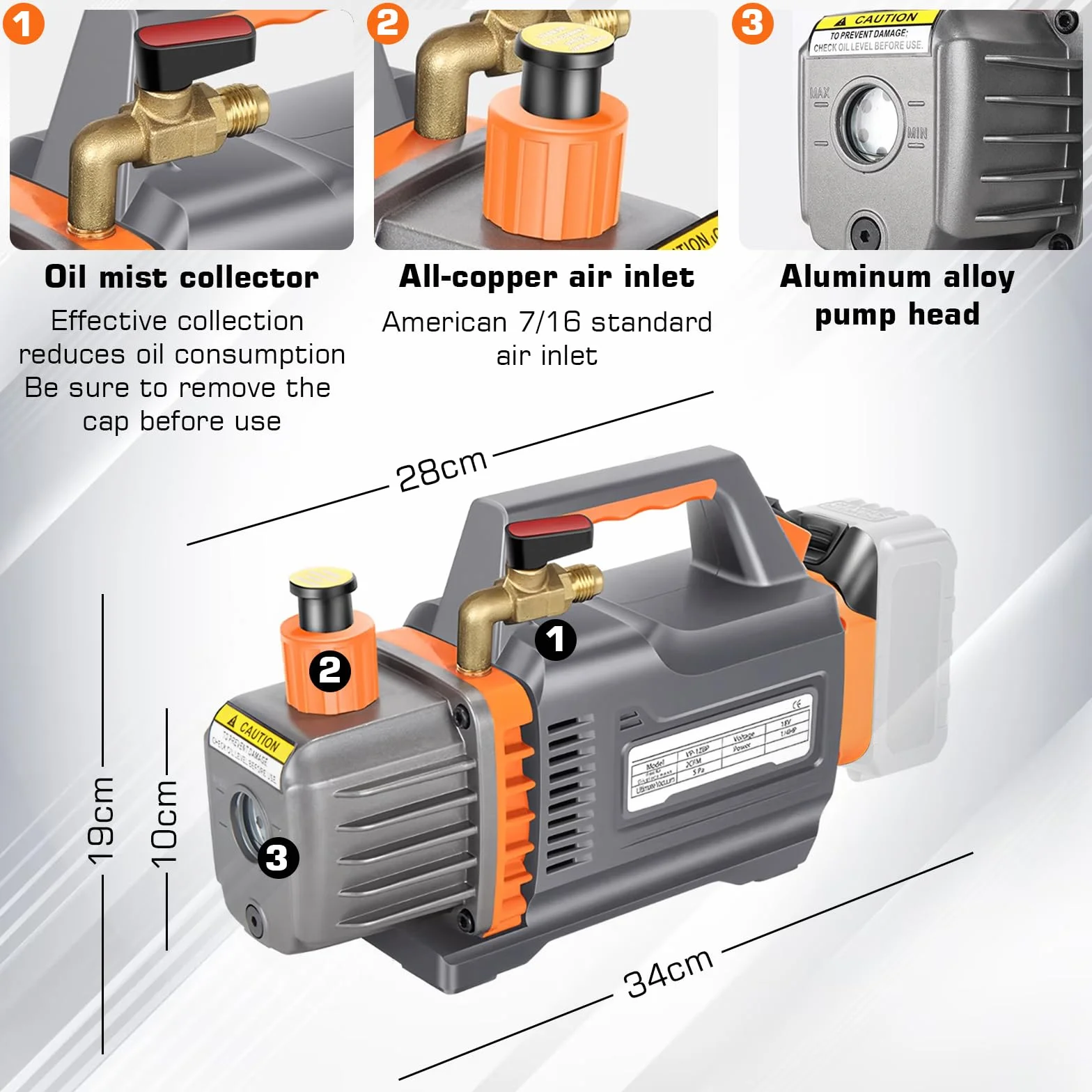 Pompa próżniowa kompatybilna z akumulatorem Mak-ita 18 V, 1-stopniowa, 2CFM, 1/4HP, 5 PA, tester próżniowy do narzędzi chłodniczych i powietrza HVAC AC, odgazowywania żywicy, opakowań próżniowych (bez