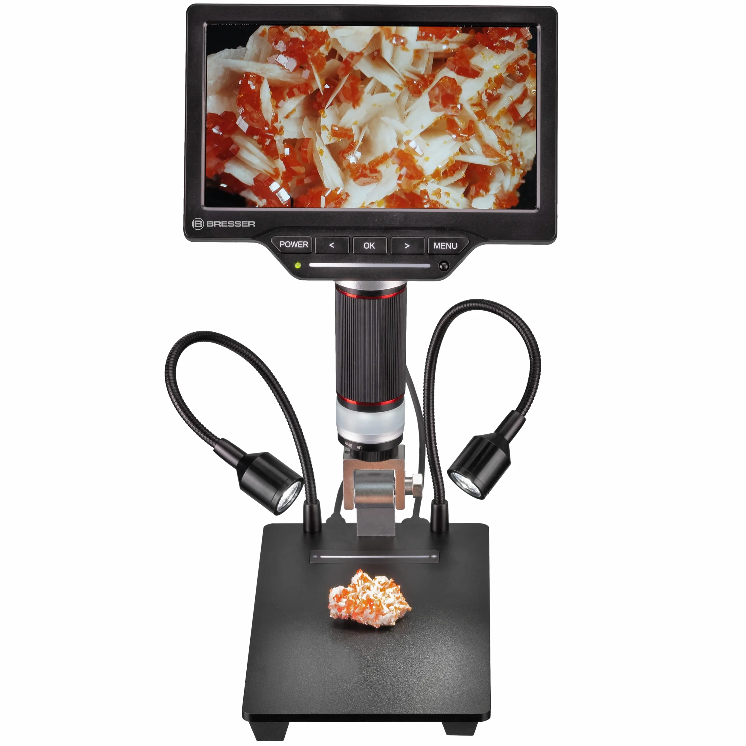 Bresser Cyfrowy mikroskop 2 l z regulowanym oświetleniem, Wi-Fi, kolorowy ekran LCD o wysokiej rozdzielczości 17,8 cm (7"), funkcja nagrywania wideo i zdjęć 1080p